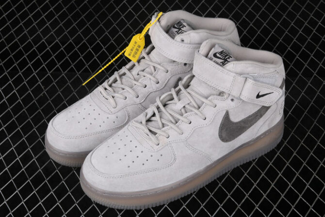 Reigning Champ x Nike Air Force 1 Mid '07 Light Grey/Black 807618-208 - Image 7