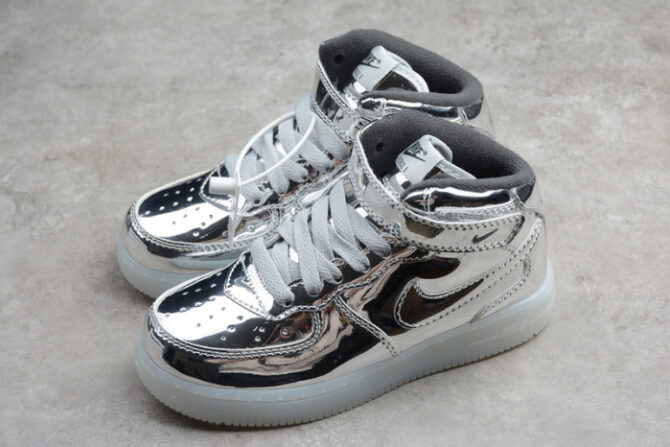 Kids Nike Air Force 1 Mid WB Metallic Silver 314197-8500 - Image 4