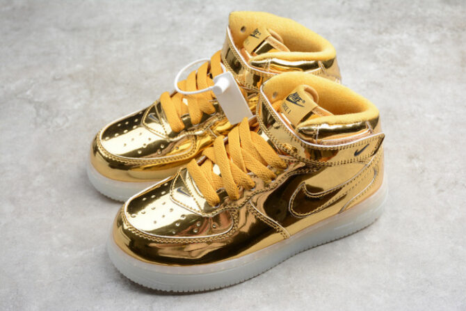 Kids Nike Air Force 1 Mid WB Metallic Gold 314197-8100 - Image 3