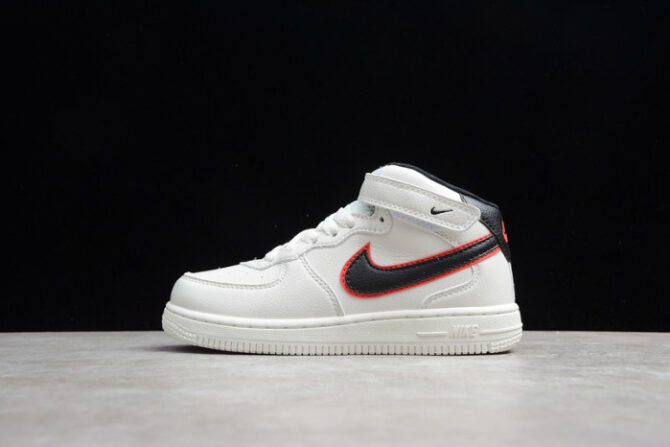 Kids Nike Air Force 1 Mid 07 White Black Red 314197-101