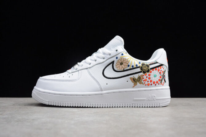 NIKE AIR FORCE 1 07 LNY QS LUNAR NEW YEAR WHITE FLOWERS WOMENS AJ8298-100