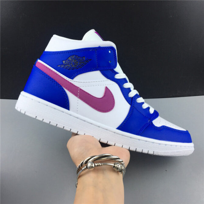 AIR JORDAN 1 MID HYPER ROYAL/HYPER VIOLET-WHITE 554724-451 - Image 9