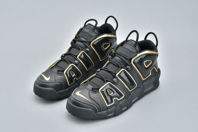 NIKE AIR MORE UPTEMPO “FRANCE” BLACK/METALLIC GOLD AV3810-001 - Image 2