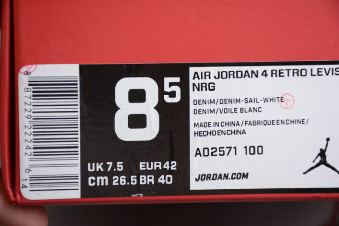 Air Jordan 4 Retro Levi's White (Levi's Tag) AO2571 100 - Image 7