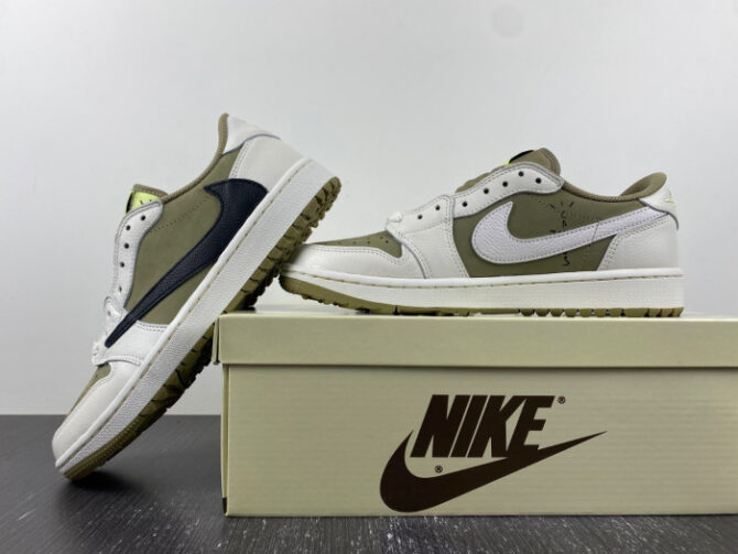 Jordan 1 Retro Low Golf Travis Scott Neutral Olive - Image 5