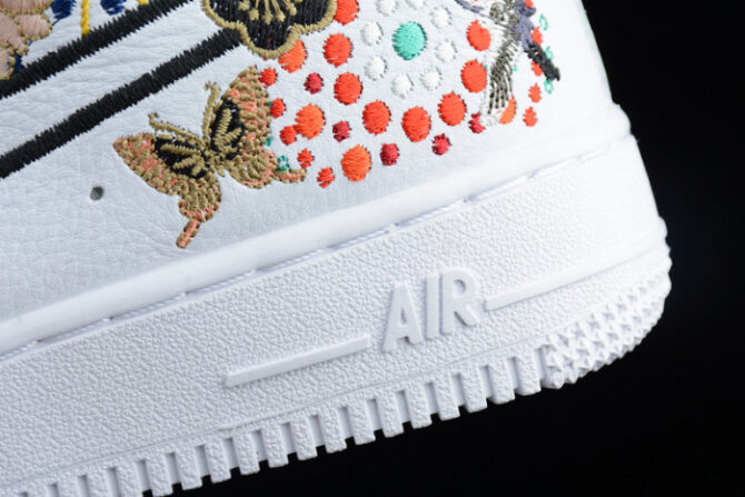 NIKE AIR FORCE 1 07 LNY QS LUNAR NEW YEAR WHITE FLOWERS WOMENS AJ8298-100 - Image 5