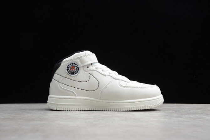 Kids Nike Air Force 1 Mid 07 White Black Red 314197-101 - Image 8