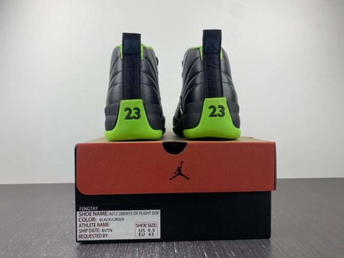 Jordan 12 BLACK/GREEN FLIGHT DOF - Image 9