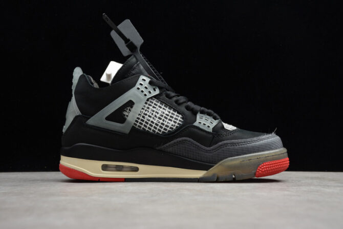 O-W x Air Jordan 4 “Bred” CV9388-001 - Image 2