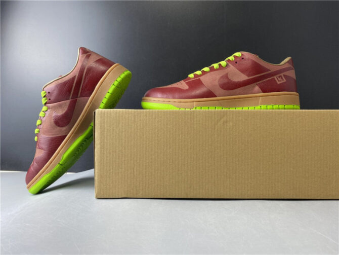 Nike Dunk Low 1-Piece Laser Varsity Red Chartreuse 311611-661 - Image 3