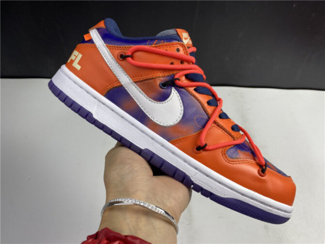 O-W x Nike SB Dunk Low Orange Perple White CT0856-801 - Image 4