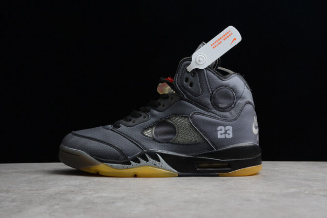 Air Jordan 5 Retro O-W Black/Muslin-Fire Red CT8480-001