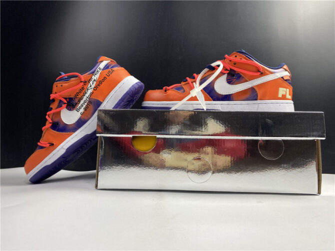 O-W x Nike SB Dunk Low Orange Perple White CT0856-801 - Image 6
