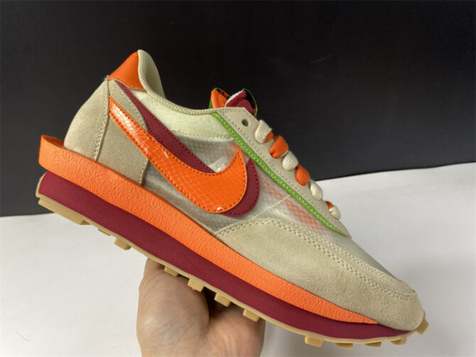 Nike LD Waffle sacai CLOT Kiss of Death Net Orange Blaze DH1347-100 - Image 6