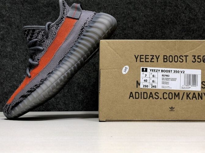 Adidas Yeezy 350V2 Boost Gray Orange EG7963 - Image 9