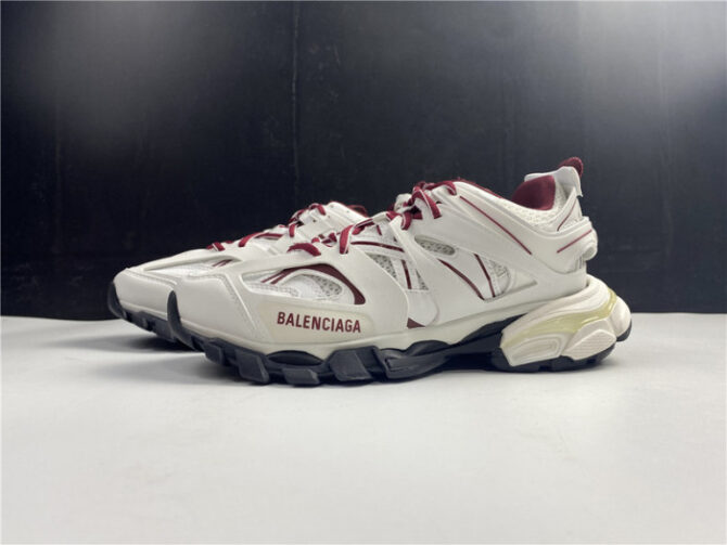 BALENCIAGA Track Trainer White And Burgundy 542436 W3AC1 2050