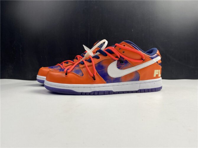 O-W x Nike SB Dunk Low Orange Perple White CT0856-801