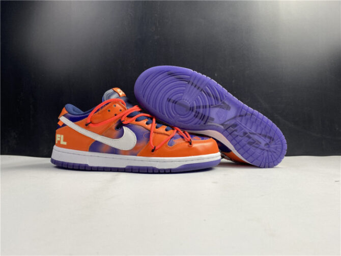 O-W x Nike SB Dunk Low Orange Perple White CT0856-801 - Image 2
