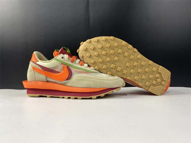 Nike LD Waffle sacai CLOT Kiss of Death Net Orange Blaze DH1347-100 - Image 3