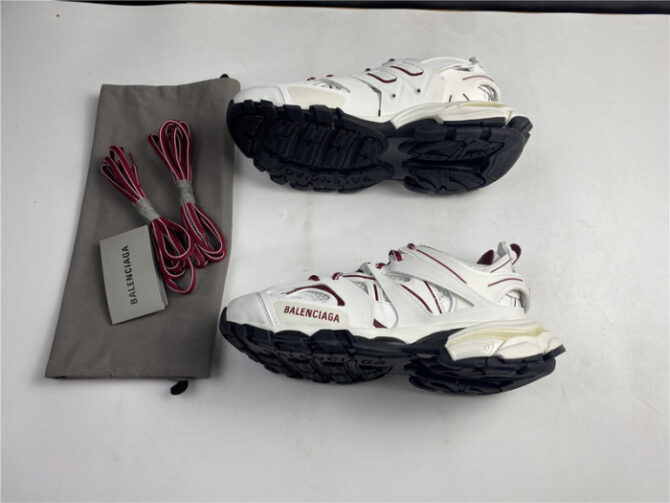 BALENCIAGA Track Trainer White And Burgundy 542436 W3AC1 2050 - Image 6