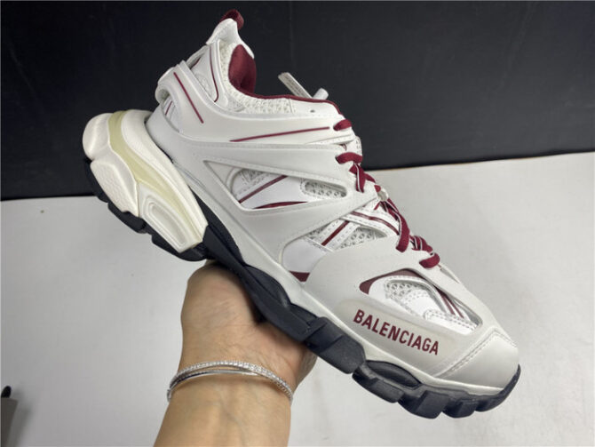 BALENCIAGA Track Trainer White And Burgundy 542436 W3AC1 2050 - Image 9