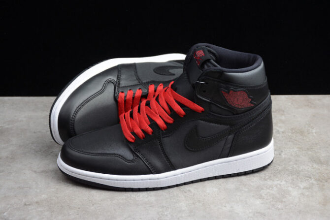 Air Jordan 1 Black Satin Gym Red 555088-060 - Image 6