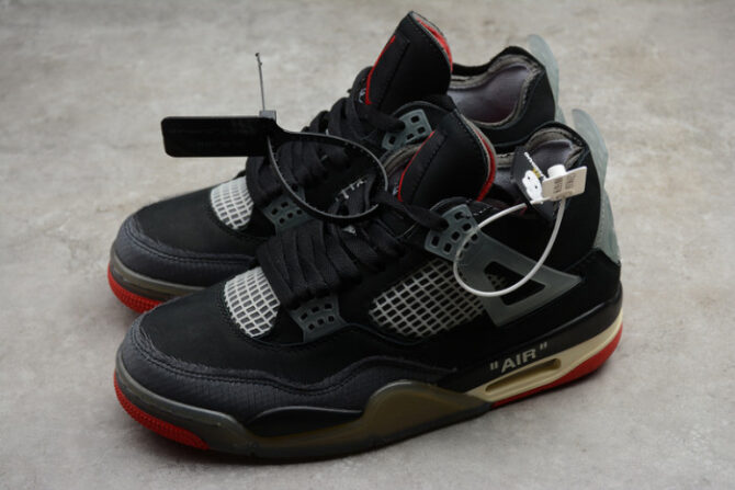 O-W x Air Jordan 4 “Bred” CV9388-001 - Image 6