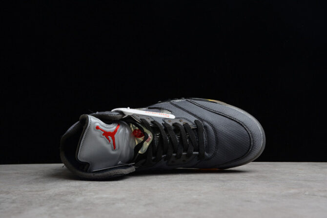 Air Jordan 5 Retro O-W Black/Muslin-Fire Red CT8480-001 - Image 2