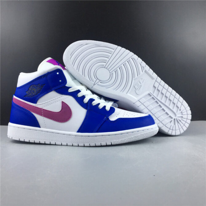 AIR JORDAN 1 MID HYPER ROYAL/HYPER VIOLET-WHITE 554724-451 - Image 7