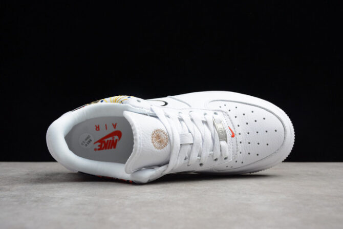 NIKE AIR FORCE 1 07 LNY QS LUNAR NEW YEAR WHITE FLOWERS WOMENS AJ8298-100 - Image 3