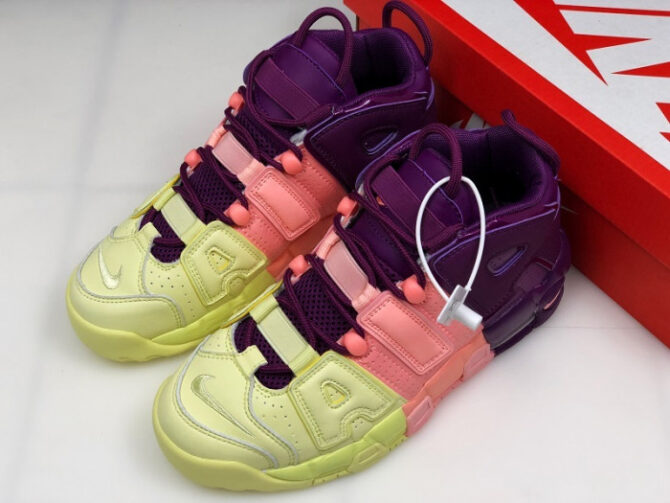 NIKE WMNS AIR MORE UPTEMPO CITRON/PINK/BRIGHT PURPLE-NIGHT GRAPE STYLE AV8237-800 - Image 9